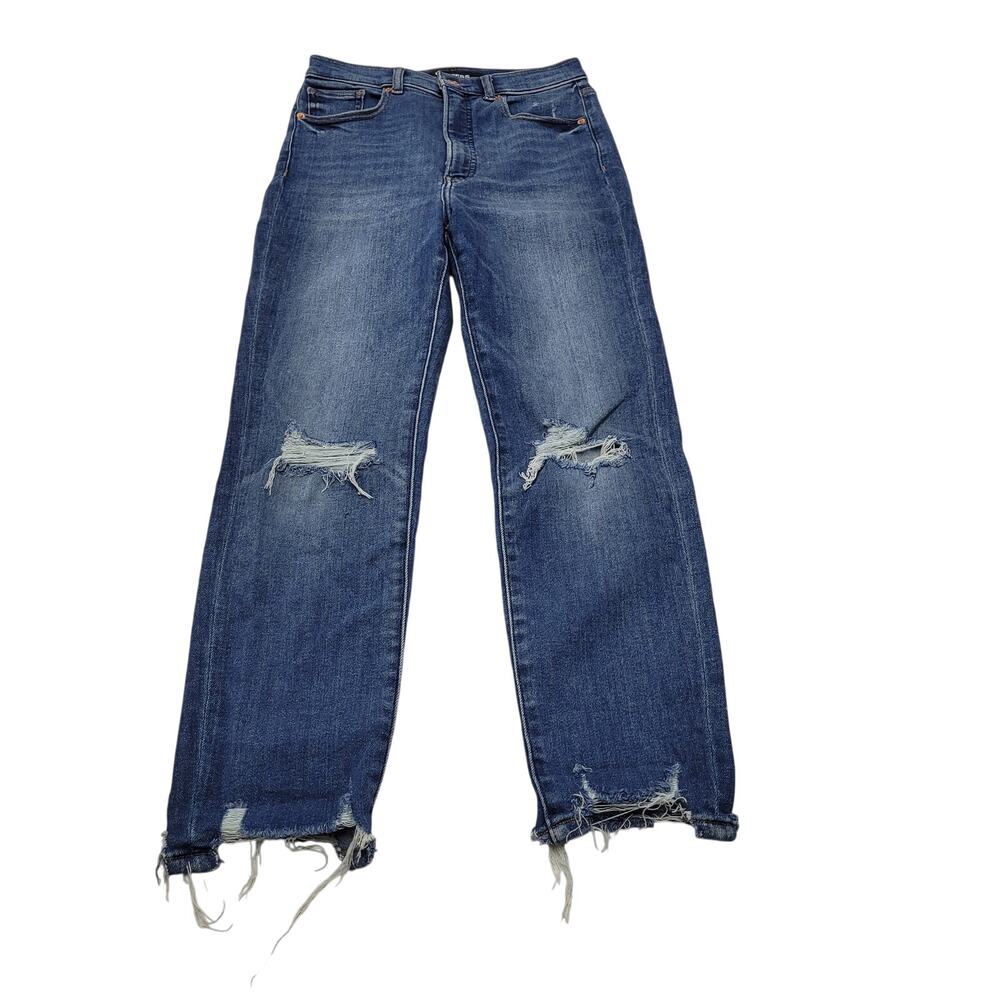 Express slim ankle super high rise jeans distressed crop 4 stretch grunge